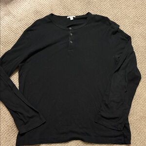 James Perse Black Henley Shirt